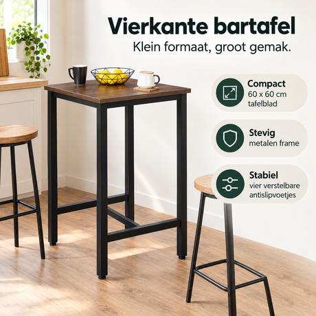 Praktische toepassing en keuzehulp voor vierkante bartafel