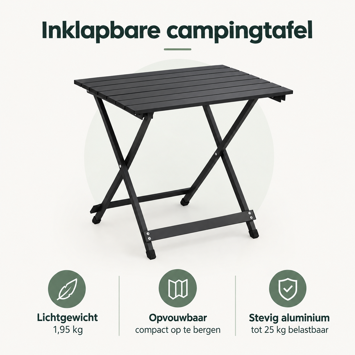 Inklapbare campingtafel van BukkitBow, lichtgewicht aluminium, 50,5 x 47 x 59,5 cm, geschikt voor kampeergebruik