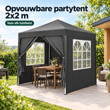 PIM Shopify visual 2/6 · Opvouwbare partytent 2x2 m – 4 afneembare zijwanden – 3 hoogtestanden – Lifestyle & gebruik