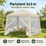PIM Shopify visual 6/6 · Partytent 3x3 m – Met muggennet – Polyester – Beige – Keuzehulp / praktisch voordeel