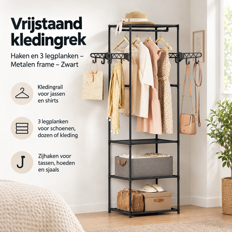 Praktische toepassing en keuzehulp voor vrijstaand kledingrek