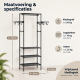Afmetingen en productspecificaties van vrijstaand kledingrek