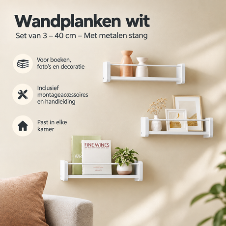 Praktische toepassing en keuzehulp voor wandplanken wit