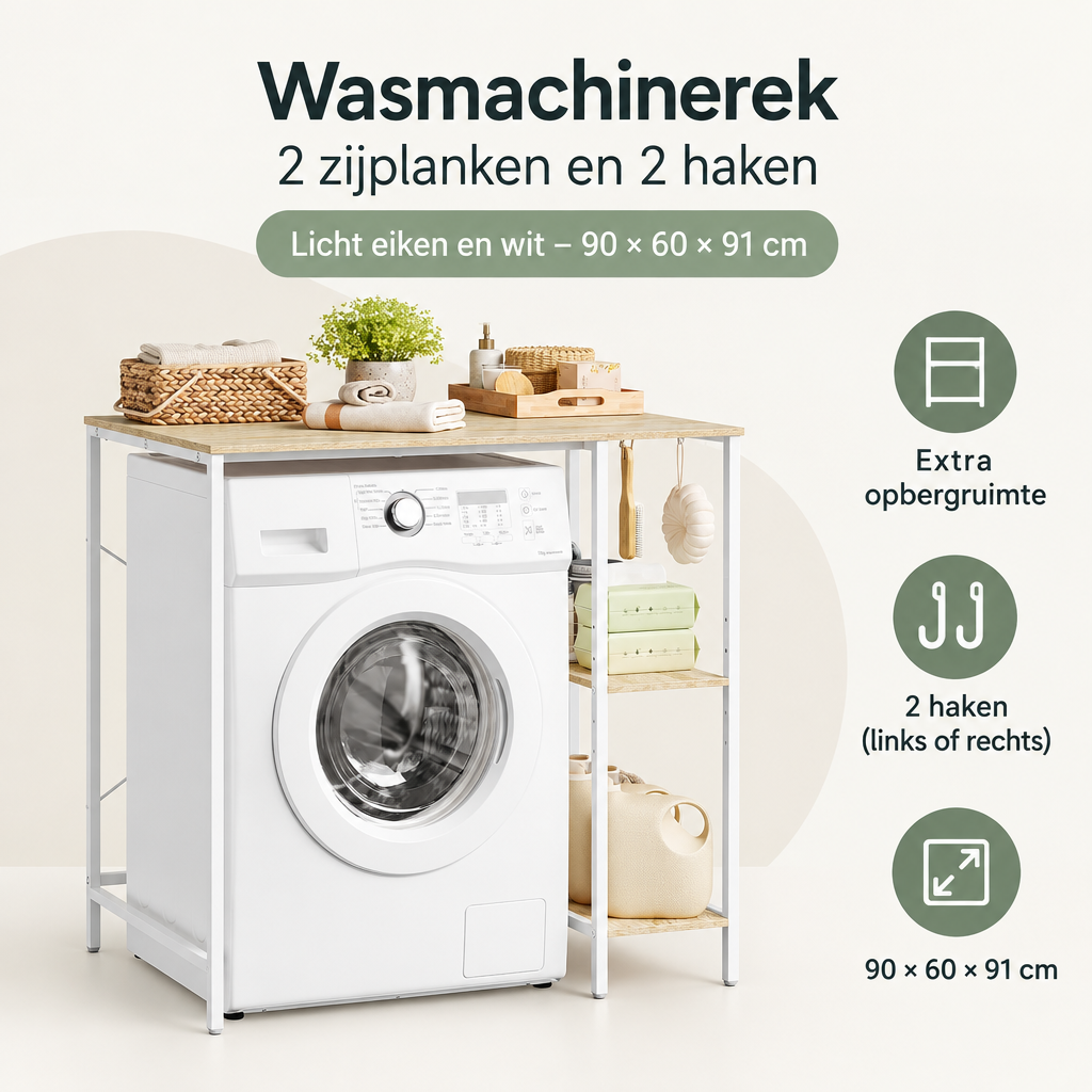 Overzicht van wasmachinerek met de belangrijkste productvoordelen