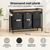 Afmetingen en productspecificaties van wasmand met plank