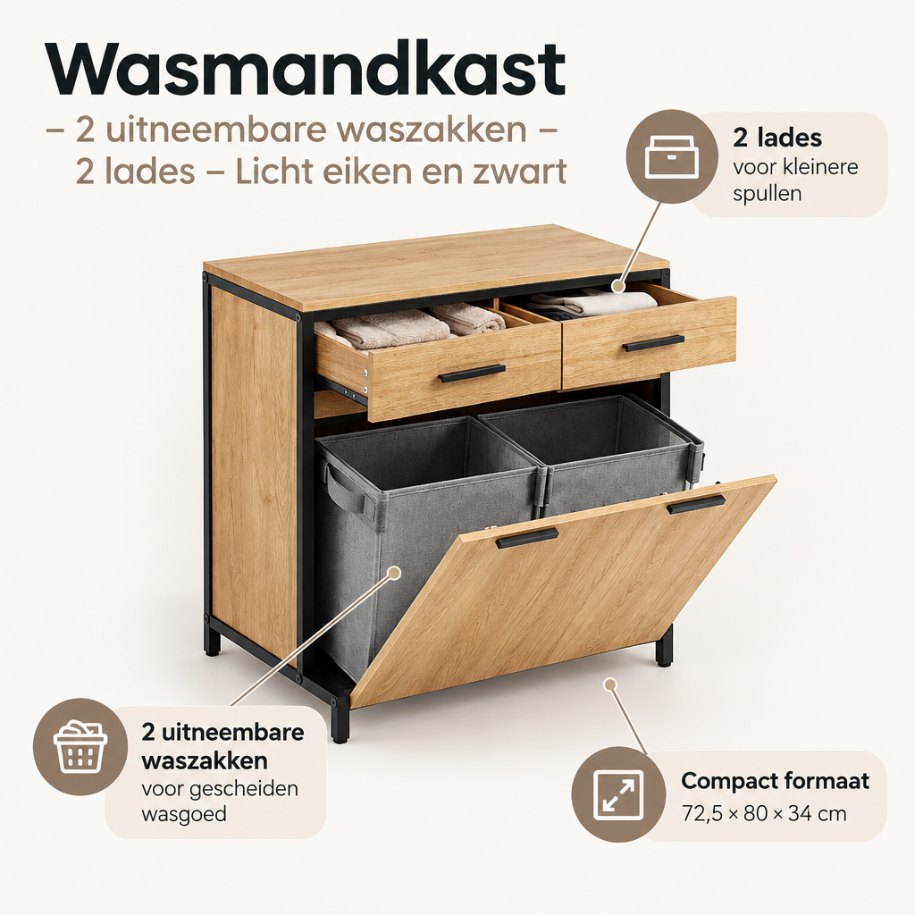 Belangrijkste voordelen en eigenschappen van wasmandkast