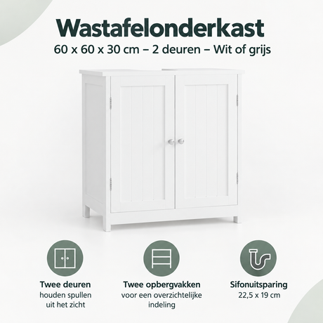 Overzicht van wastafelonderkast 60 cm met de belangrijkste productvoordelen