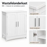 Detail van materiaal en afwerking van wastafelonderkast
