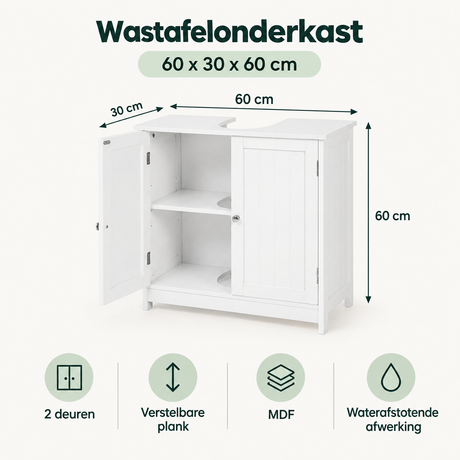 Afmetingen en productspecificaties van wastafelonderkast