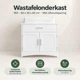 Overzicht van wastafelonderkast met de belangrijkste productvoordelen