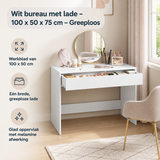 Praktische toepassing en keuzehulp voor wit bureau met lade
