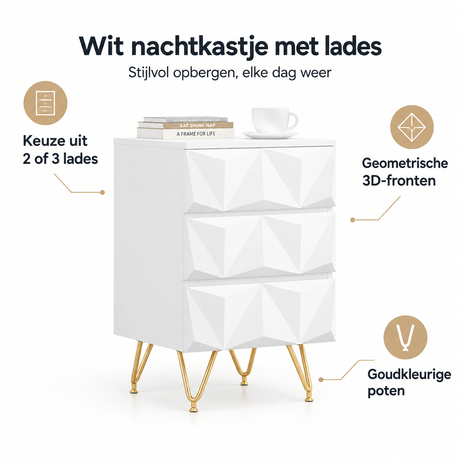 Belangrijkste voordelen en eigenschappen van wit nachtkastje met lades