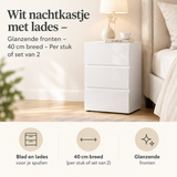 Praktische toepassing en keuzehulp voor wit nachtkastje met lades