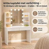 Praktische toepassing en keuzehulp voor witte kaptafel met verlichting