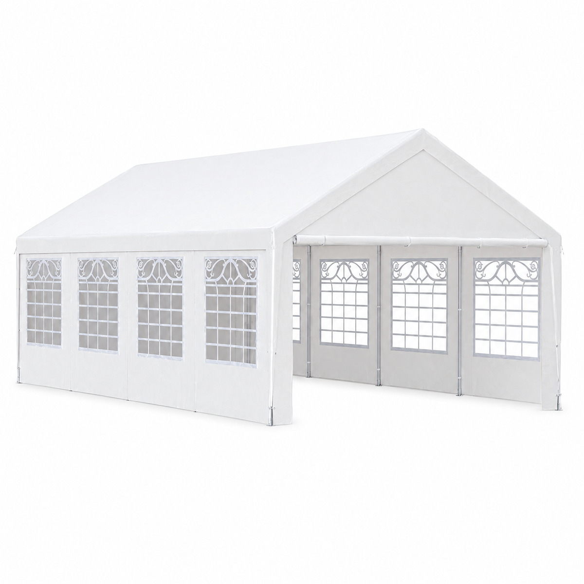 witte partytent met zijwanden productfoto op neutrale achtergrond