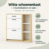 Overzicht van witte schoenenkast met de belangrijkste productvoordelen