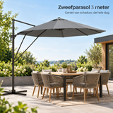 zweefparasol 3 meter in gebruik in een passende praktijksituatie