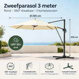 Afmetingen en productspecificaties van zweefparasol 3 meter