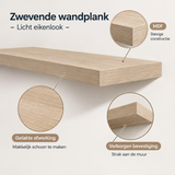 Detail van materiaal en afwerking van zwevende wandplank