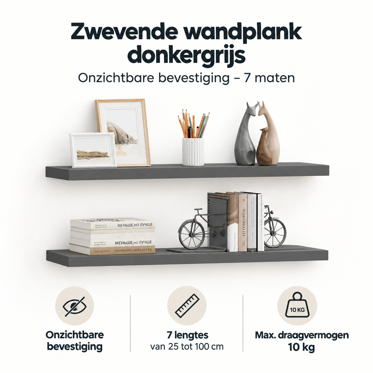 Belangrijkste voordelen en eigenschappen van zwevende wandplank donkergrijs