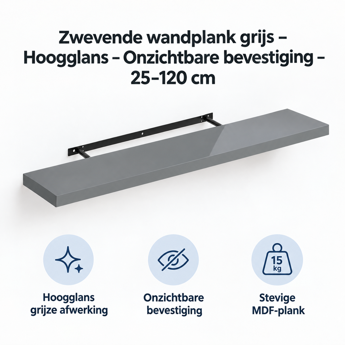 Belangrijkste voordelen en eigenschappen van zwevende wandplank grijs
