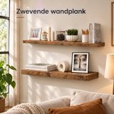 Rustieke houten zwevende wandplank van BukkitBow, verborgen montage, in bruin, geschikt voor 25-120 cm lengte.