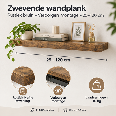 Afmetingen en productspecificaties van zwevende wandplank