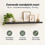 Belangrijkste voordelen en eigenschappen van zwevende wandplank zwart
